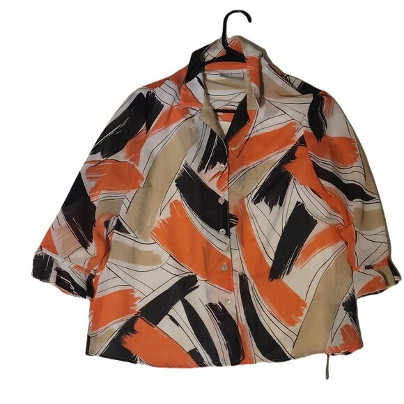 Alfred Dunner Tops - Alfred Dunner top womens size 6 petite button up long sleeve abstract